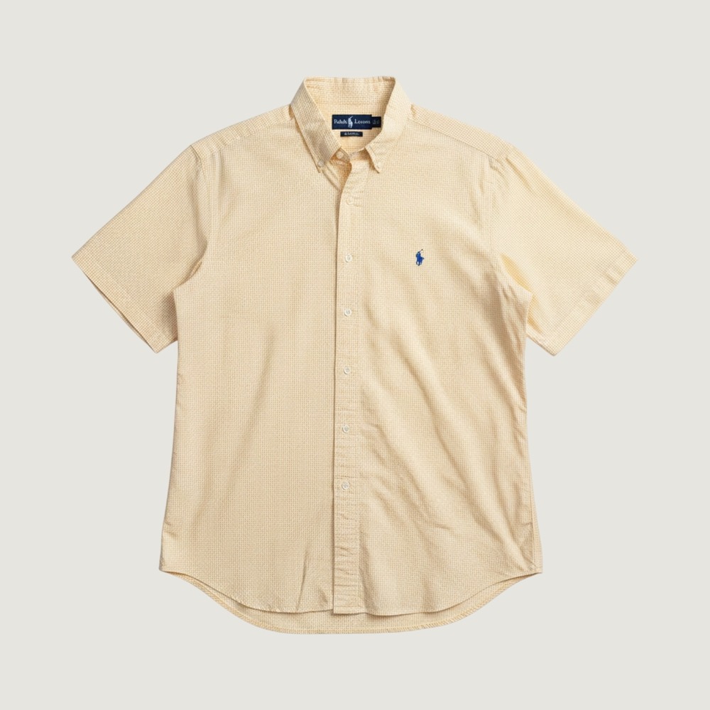 Polo Ralph Lauren Mens XL Yellow Gingham Short Sleeve Button Down Classic Fit